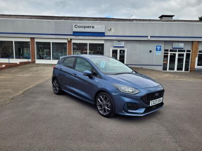 Ford Fiesta 1.0T 125PS EcoBoost MHEV ST-Line DCT Euro 6 (s/s) 5dr Hatchback Hybrid Chrome Blue at Coopers of Oulton Leeds